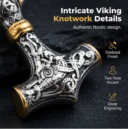 🔨 Viking Thor Hammer Pendant Necklace – Stainless steel with Byzantine chain – Bold & durable – perfect for daily wear or gifting ✨💪