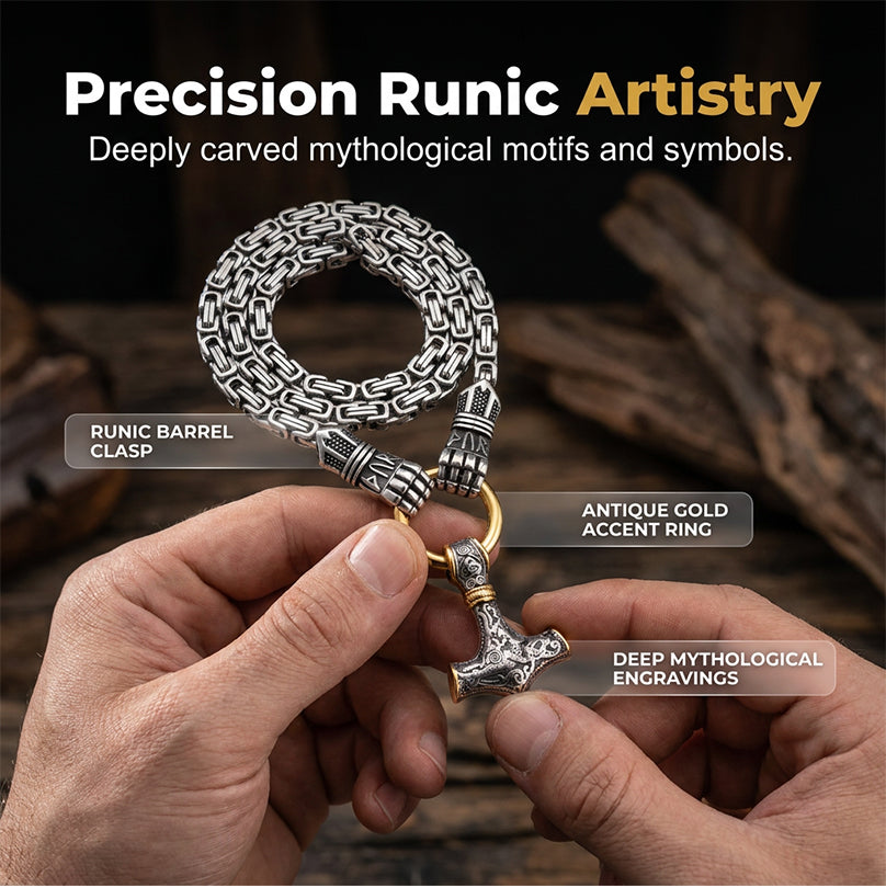 🔨 Viking Thor Hammer Pendant Necklace – Stainless steel with Byzantine chain – Bold & durable – perfect for daily wear or gifting ✨💪
