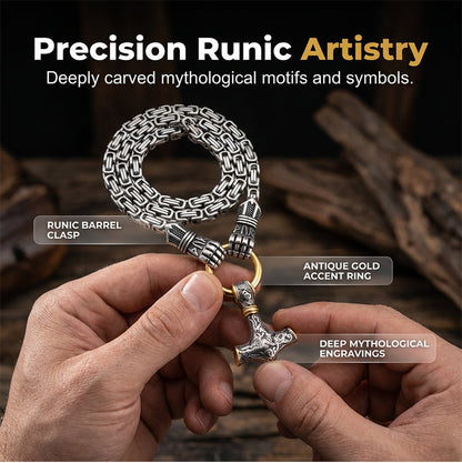 🔨 Viking Thor Hammer Pendant Necklace – Stainless steel with Byzantine chain – Bold & durable – perfect for daily wear or gifting ✨💪