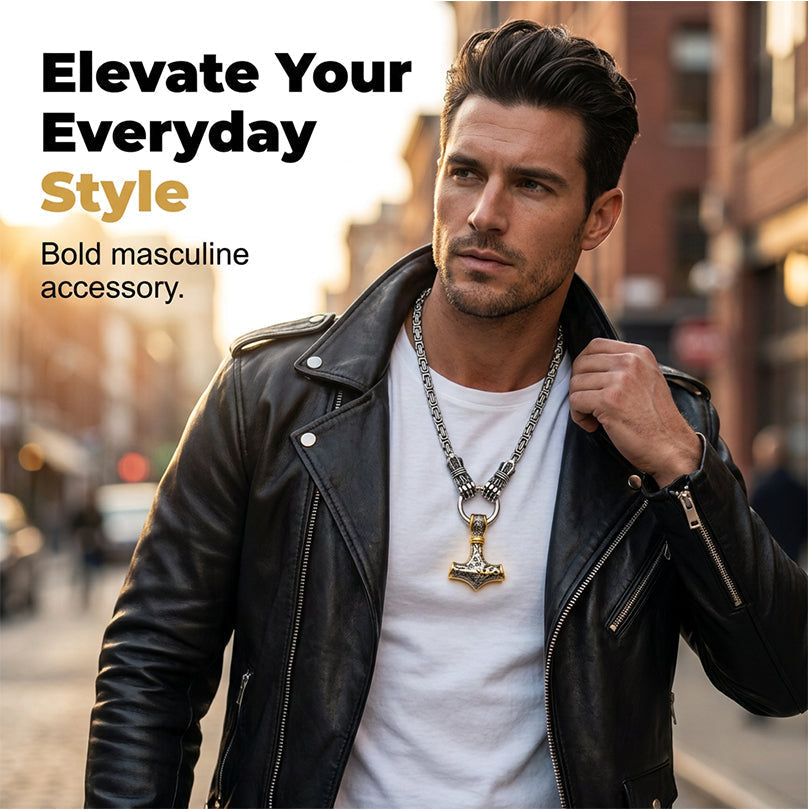 🔨 Viking Thor Hammer Pendant Necklace – Stainless steel with Byzantine chain – Bold & durable – perfect for daily wear or gifting ✨💪
