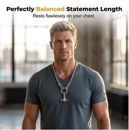 🔨 Viking Thor Hammer Pendant Necklace – Stainless steel with Byzantine chain – Bold & durable – perfect for daily wear or gifting ✨💪