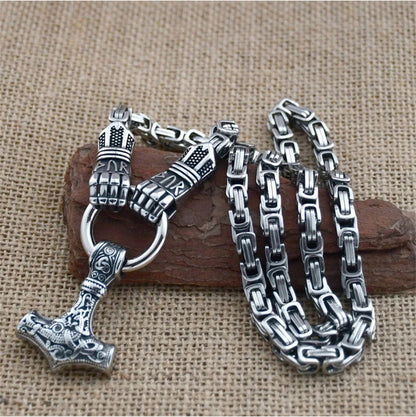 🔨 Viking Thor Hammer Pendant Necklace – Stainless steel with Byzantine chain – Bold & durable – perfect for daily wear or gifting ✨💪
