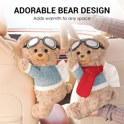 Adorable Bear Plush Car Tissue Holder