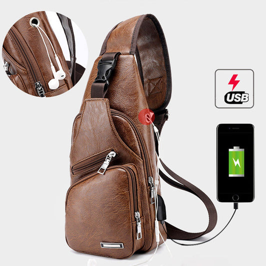 📢📢49% OFF !! ⏰Exquisite Gift - Men's Multifunctional High Quality Leather Chest Bag