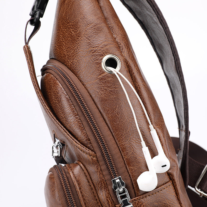 📢📢49% OFF !! ⏰Exquisite Gift - Men's Multifunctional High Quality Leather Chest Bag