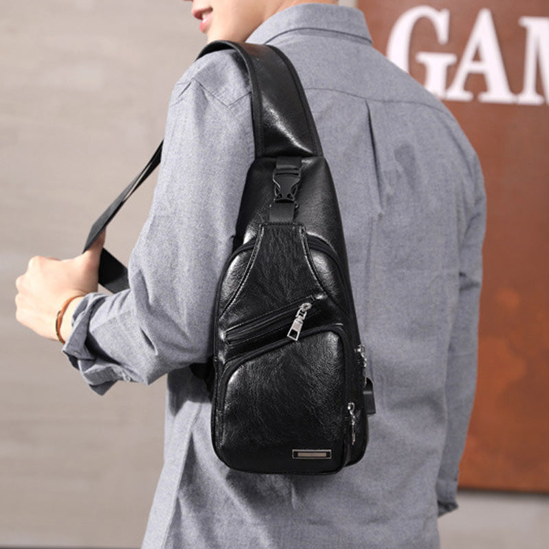 📢📢49% OFF !! ⏰Exquisite Gift - Men's Multifunctional High Quality Leather Chest Bag