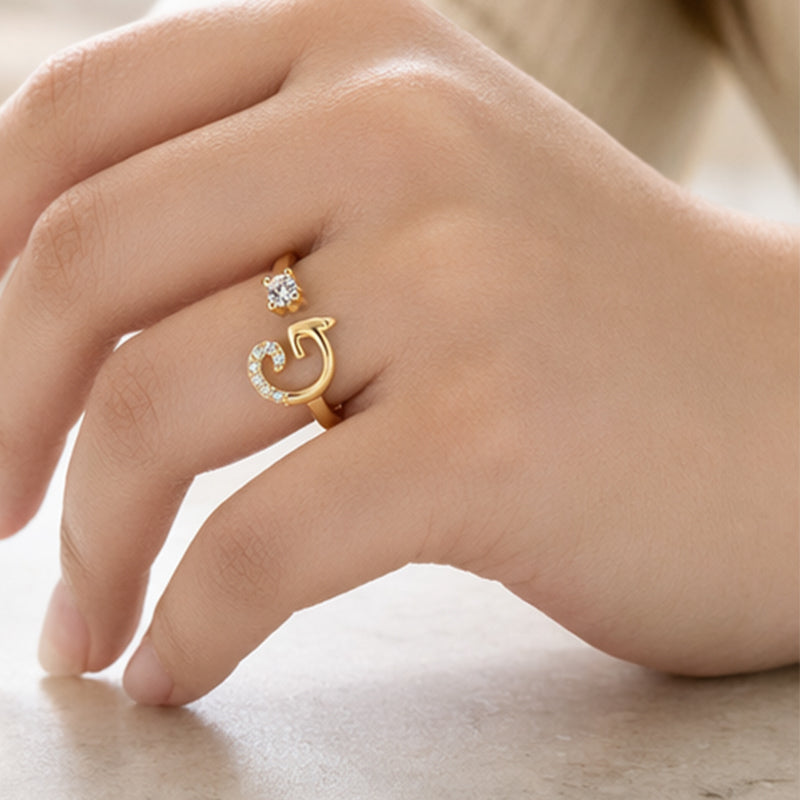 ⏳Limited-time 47% off⏰Adjustable Sparkle Initial Ring for Women💍