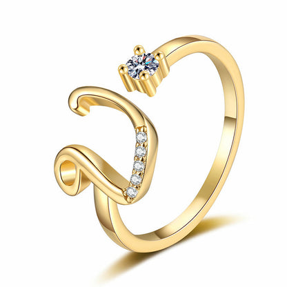 ⏳Limited-time 47% off⏰Adjustable Sparkle Initial Ring for Women💍