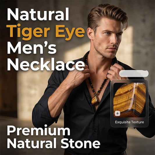 🦁Men's Natural Tiger's‑Eye Beaded Necklace – Stylish energy healing stone – Perfect for daily wear or gifting – bold and meaningful 💛✨🧿