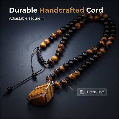 🦁Men's Natural Tiger's‑Eye Beaded Necklace – Stylish energy healing stone – Perfect for daily wear or gifting – bold and meaningful 💛✨🧿