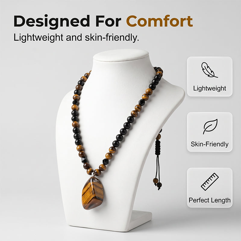 🦁Men's Natural Tiger's‑Eye Beaded Necklace – Stylish energy healing stone – Perfect for daily wear or gifting – bold and meaningful 💛✨🧿