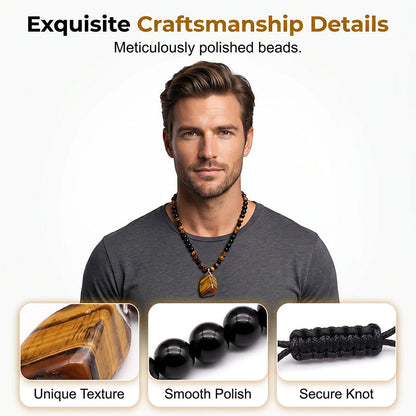 🦁Men's Natural Tiger's‑Eye Beaded Necklace – Stylish energy healing stone – Perfect for daily wear or gifting – bold and meaningful 💛✨🧿