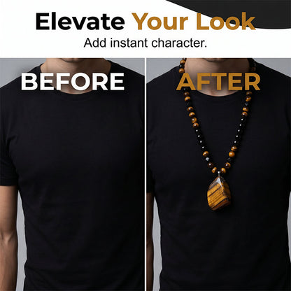 🦁Men's Natural Tiger's‑Eye Beaded Necklace – Stylish energy healing stone – Perfect for daily wear or gifting – bold and meaningful 💛✨🧿