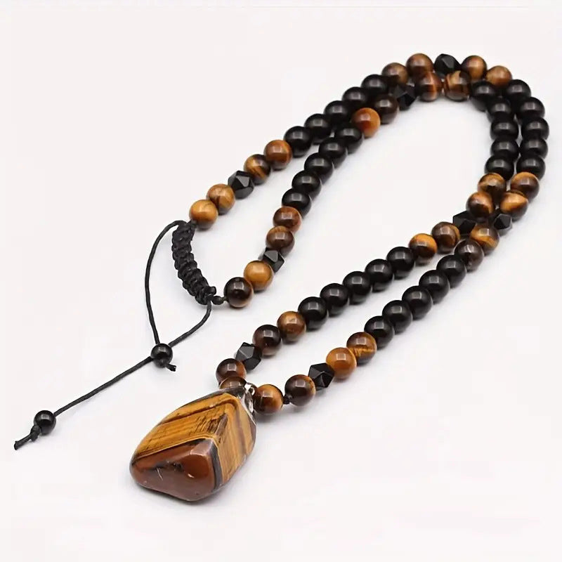 🦁Men's Natural Tiger's‑Eye Beaded Necklace – Stylish energy healing stone – Perfect for daily wear or gifting – bold and meaningful 💛✨🧿