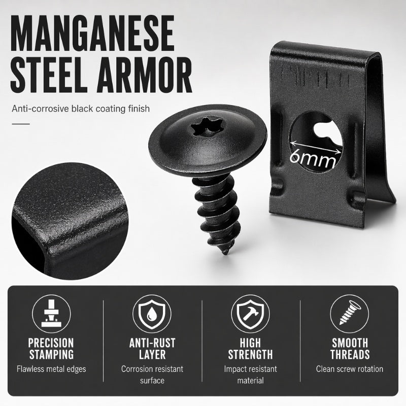 🔩🚗 Universal Car Metal U-Type Clips & Screws Set – Heavy-duty, rust-resistant & versatile sizes – Perfect for auto trim, panels & interior repairs 🔧