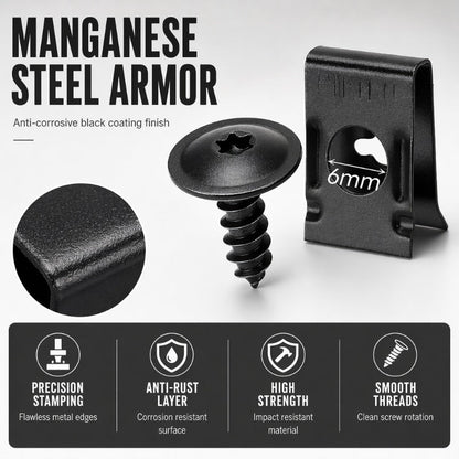 🔩🚗 Universal Car Metal U-Type Clips & Screws Set – Heavy-duty, rust-resistant & versatile sizes – Perfect for auto trim, panels & interior repairs 🔧