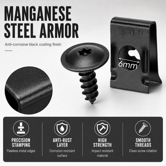 🔩🚗 Universal Car Metal U-Type Clips & Screws Set – Heavy-duty, rust-resistant & versatile sizes – Perfect for auto trim, panels & interior repairs 🔧