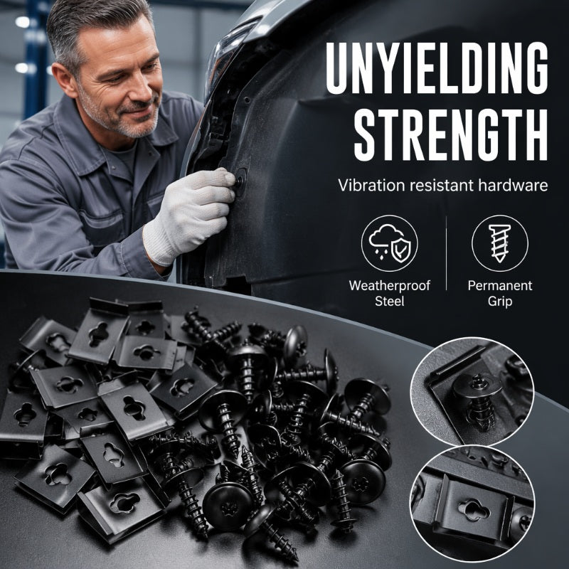 🔩🚗 Universal Car Metal U-Type Clips & Screws Set – Heavy-duty, rust-resistant & versatile sizes – Perfect for auto trim, panels & interior repairs 🔧