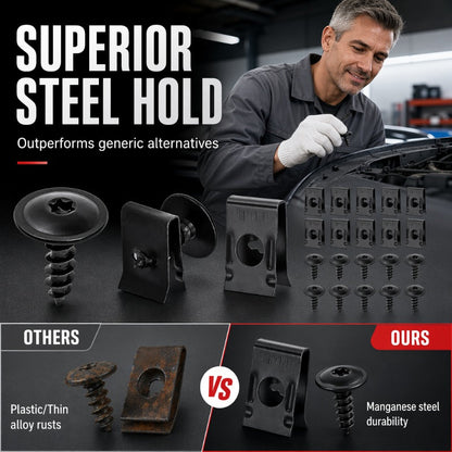 🔩🚗 Universal Car Metal U-Type Clips & Screws Set – Heavy-duty, rust-resistant & versatile sizes – Perfect for auto trim, panels & interior repairs 🔧