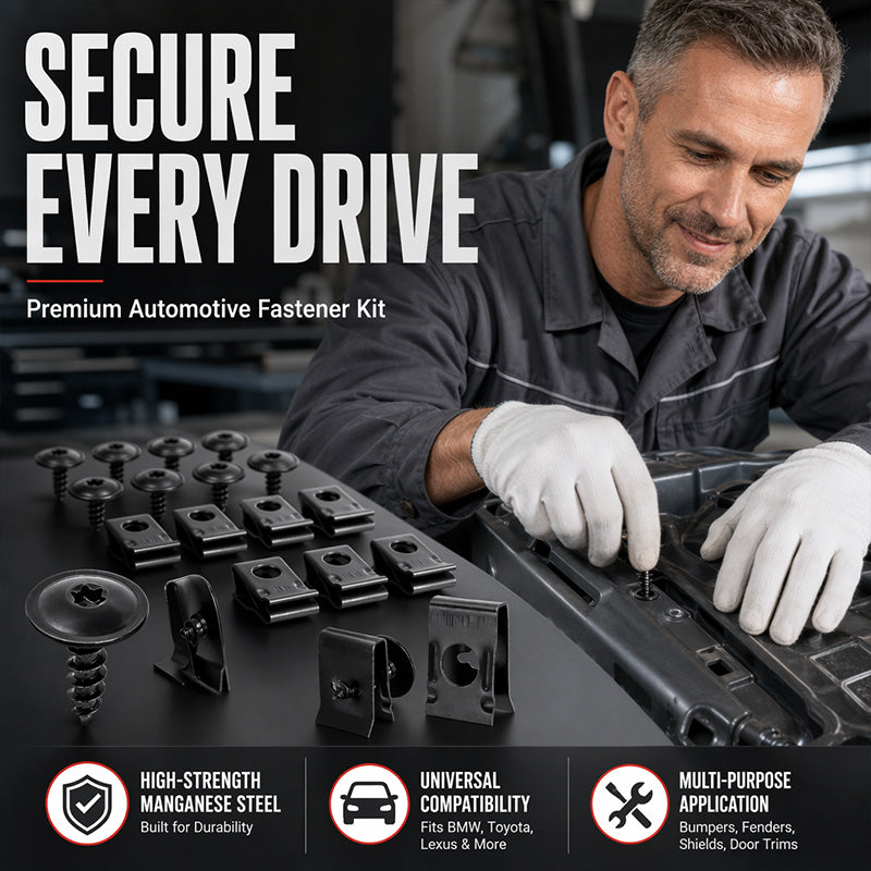 🔩🚗 Universal Car Metal U-Type Clips & Screws Set – Heavy-duty, rust-resistant & versatile sizes – Perfect for auto trim, panels & interior repairs 🔧