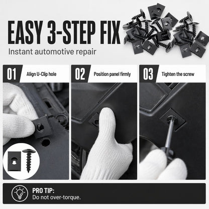 🔩🚗 Universal Car Metal U-Type Clips & Screws Set – Heavy-duty, rust-resistant & versatile sizes – Perfect for auto trim, panels & interior repairs 🔧