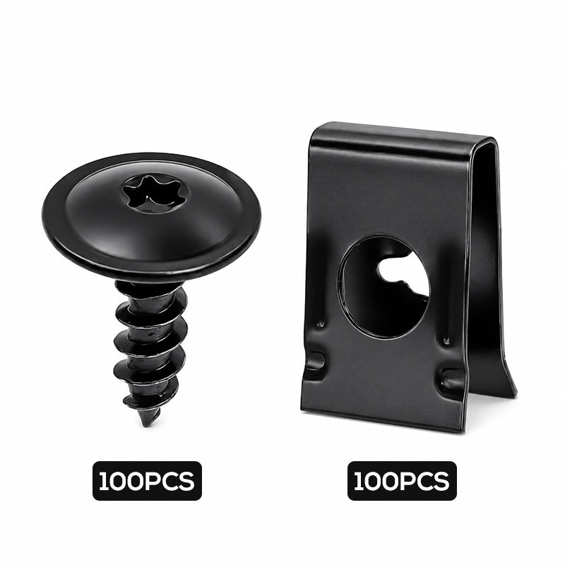 🔩🚗 Universal Car Metal U-Type Clips & Screws Set – Heavy-duty, rust-resistant & versatile sizes – Perfect for auto trim, panels & interior repairs 🔧