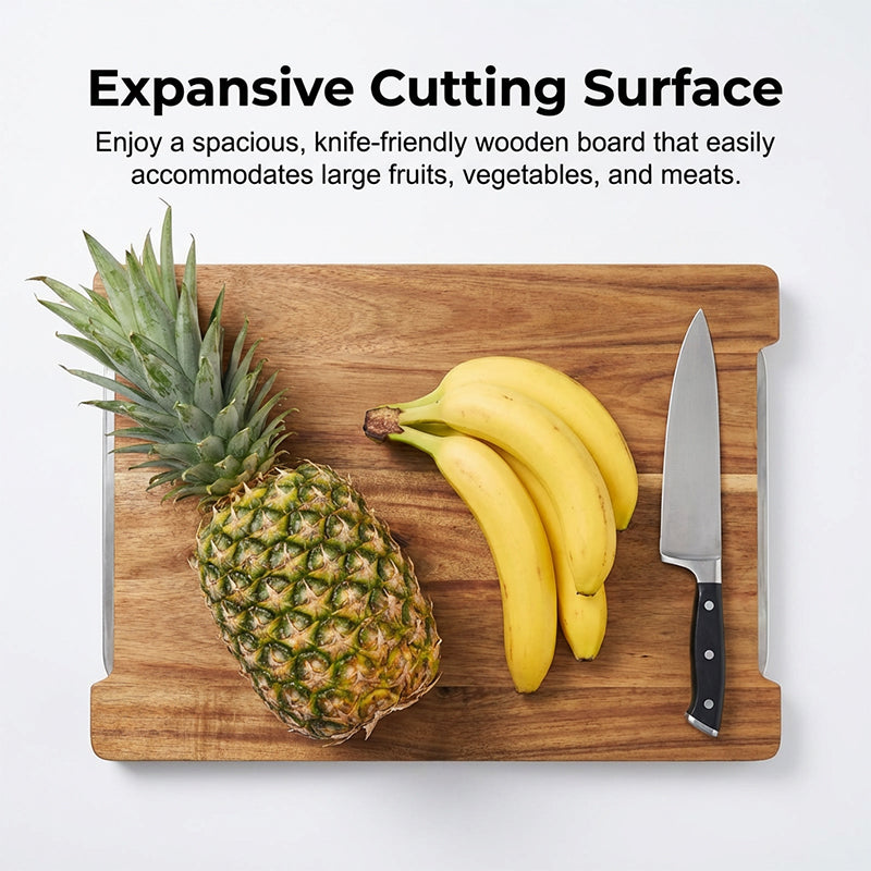 🔪Wooden Cutting Board with Slide-Out Trays