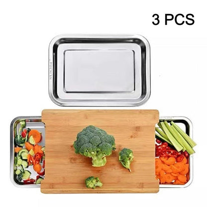 🔪Wooden Cutting Board with Slide-Out Trays