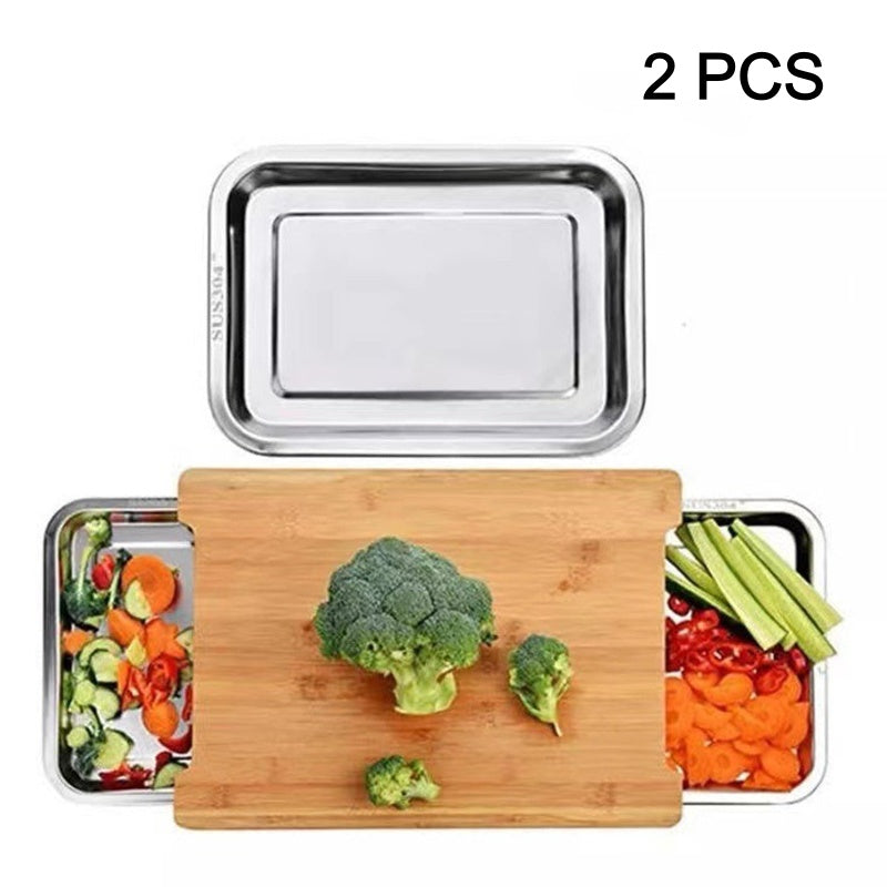 🔪Wooden Cutting Board with Slide-Out Trays