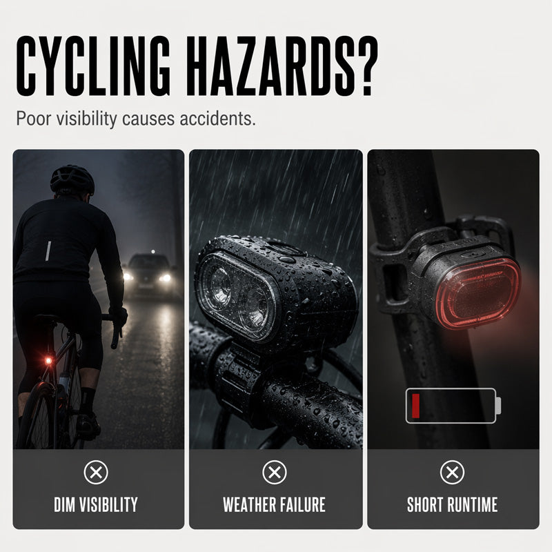 🏆 Last Day Special Price £9.99 ! 🔦USB Rechargeable Bike Light Set 🚲 Light Up the Road, Ride Home Safe – No Batteries, No Fuss ✨
