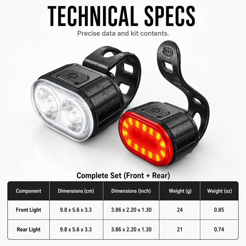 🏆 Last Day Special Price £9.99 ! 🔦USB Rechargeable Bike Light Set 🚲 Light Up the Road, Ride Home Safe – No Batteries, No Fuss ✨