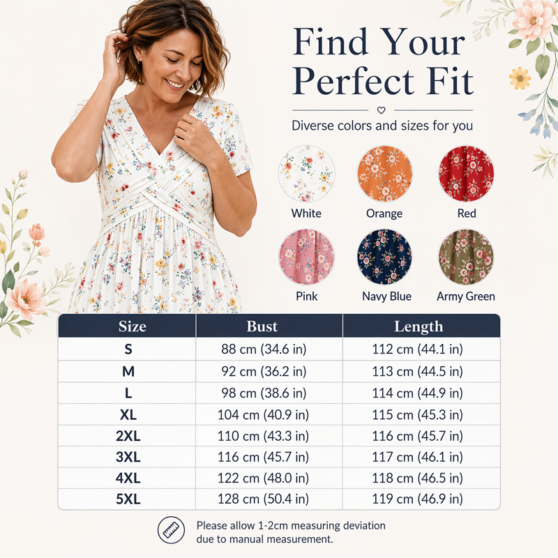 😍 2026 NEW SALE – 46% OFF 🌸 Women's V-Neck Floral Print Dress with Twist Waist – Elegant & Flattering Summer Dress ✨