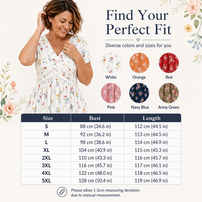 😍 2026 NEW SALE – 46% OFF 🌸 Women's V-Neck Floral Print Dress with Twist Waist – Elegant & Flattering Summer Dress ✨