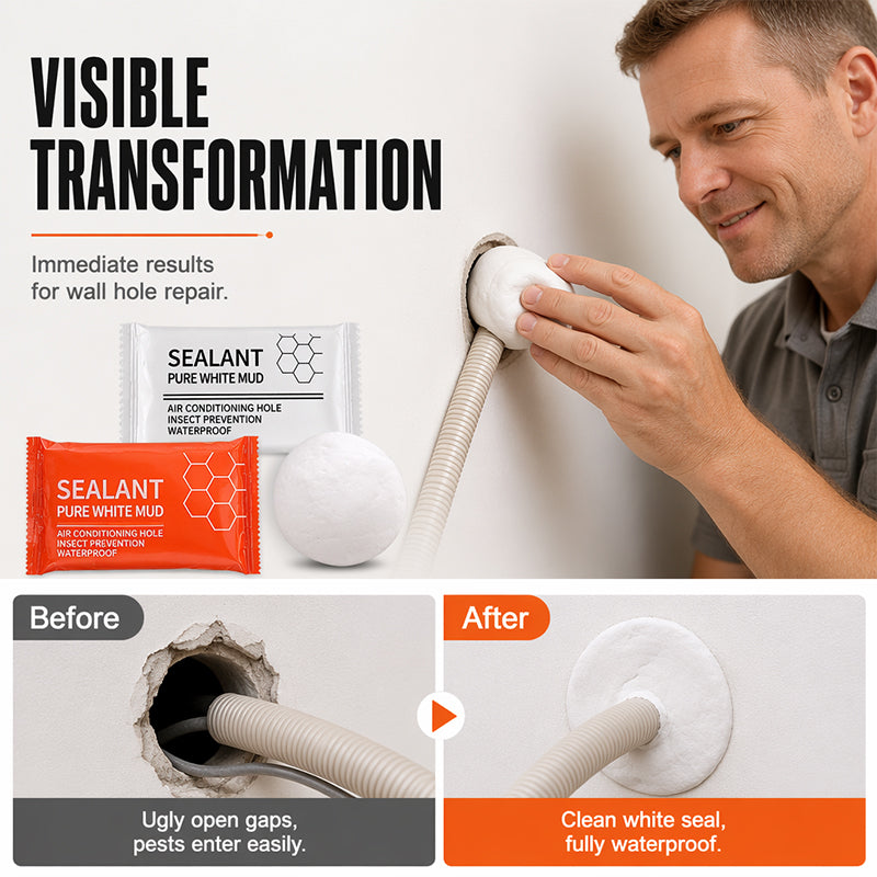 📢📢50% OFF !! ⏰🧱 Waterproof Wall Hole Sealing Clay for Air Conditioner Pipes — 10-Pack Moldable Sealant Putty for Pipe Gaps & Wall Holes | Tool-Free Application