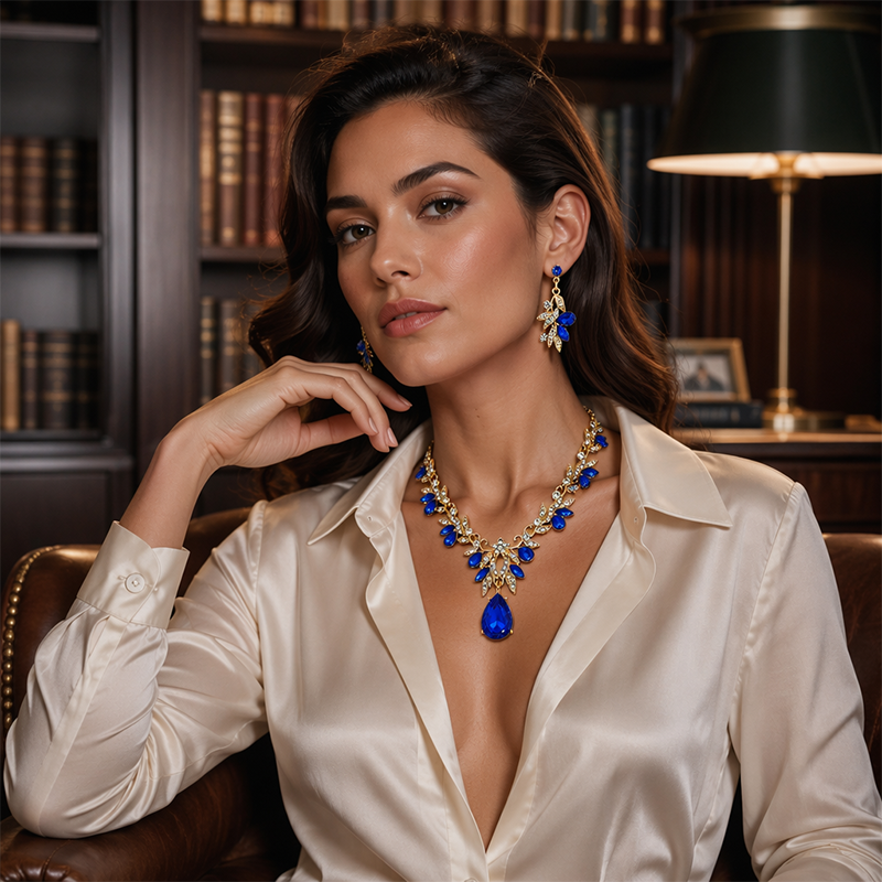 📢📢40% OFF !! ⏰Sparkling Teardrop Pendant Necklace and Earrings Set