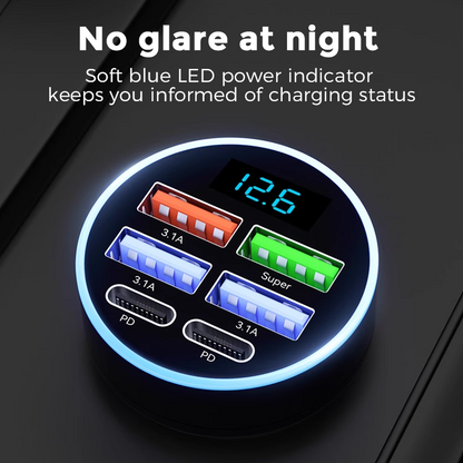 📢📢49% OFF !! ⏰6-In-1 Car Fast Phone Charger with Voltage Display