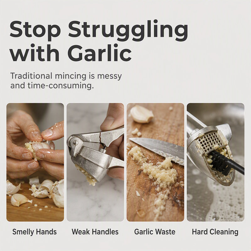 Premium Garlic Press with Soft Easy-Squeeze Ergonomic Handle