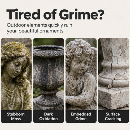 🌿50% OFF NOW! Garden Statue Renewal Cleaner Paste, Sculpture Restoration Cleaning Kit with Sponge, Remove Moss, Dirt & Stains for Stone, Resin & Metal Outdoor Ornaments