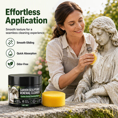 🌿50% OFF NOW! Garden Statue Renewal Cleaner Paste, Sculpture Restoration Cleaning Kit with Sponge, Remove Moss, Dirt & Stains for Stone, Resin & Metal Outdoor Ornaments