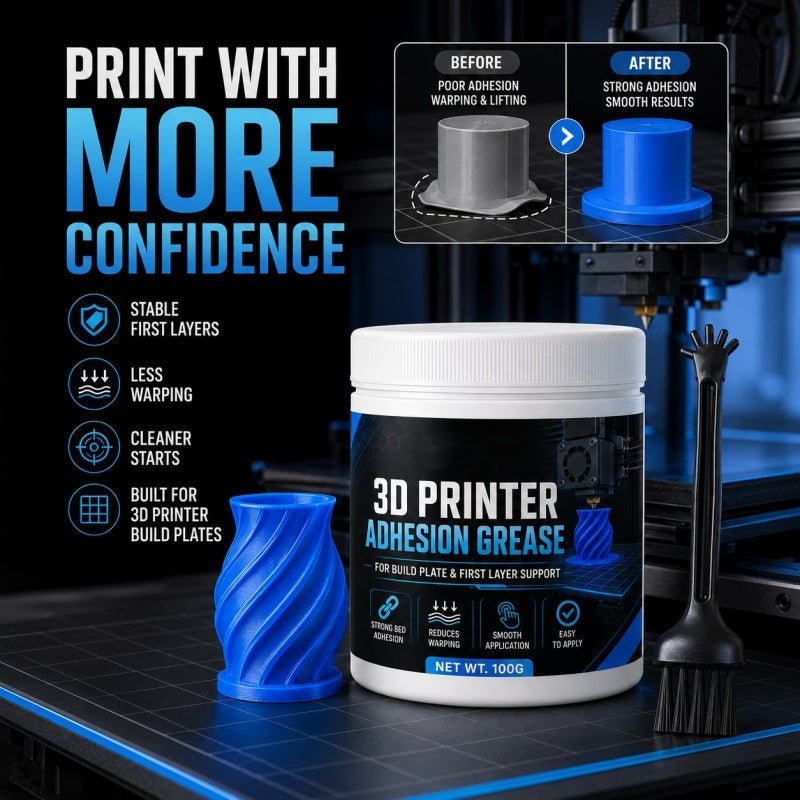 🖨️50% OFF NOW! Anti‑Warping Adhesion Grease for 3D Printers‑Build Plate Bed Adhesive Paste, Reduce Warping & Lifting, Stable First‑Layer Support Grease for Most 3D Printer Build Plates