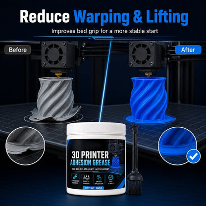 🖨️50% OFF NOW! Anti‑Warping Adhesion Grease for 3D Printers‑Build Plate Bed Adhesive Paste, Reduce Warping & Lifting, Stable First‑Layer Support Grease for Most 3D Printer Build Plates