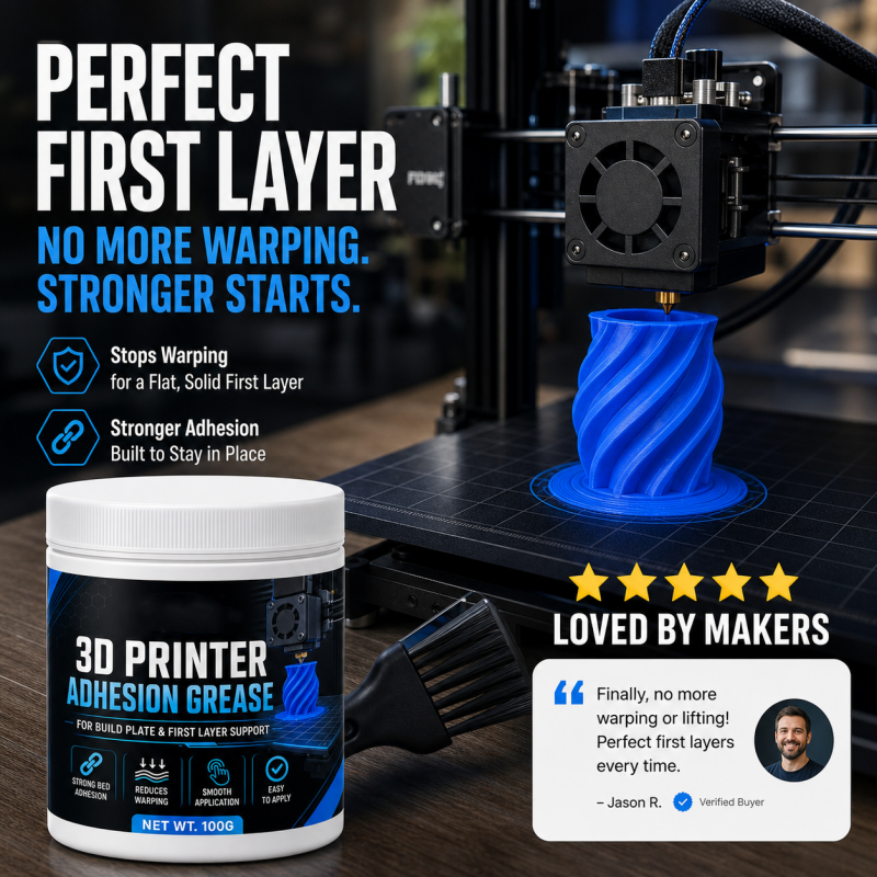 🖨️50% OFF NOW! Anti‑Warping Adhesion Grease for 3D Printers‑Build Plate Bed Adhesive Paste, Reduce Warping & Lifting, Stable First‑Layer Support Grease for Most 3D Printer Build Plates