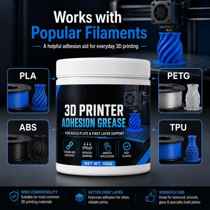 🖨️50% OFF NOW! Anti‑Warping Adhesion Grease for 3D Printers‑Build Plate Bed Adhesive Paste, Reduce Warping & Lifting, Stable First‑Layer Support Grease for Most 3D Printer Build Plates