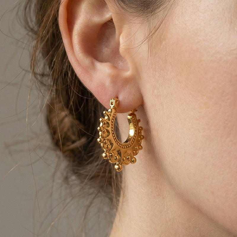 💫 50% OFF NOW! ✨ Vintage Stainless Steel Bohemian Hoop Earrings – Boho design, lightweight & tarnish-free – Perfect for everyday elegance & boho style 🌿