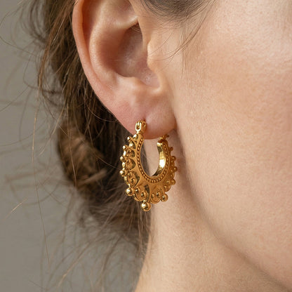 💫 50% OFF NOW! ✨ Vintage Stainless Steel Bohemian Hoop Earrings – Boho design, lightweight & tarnish-free – Perfect for everyday elegance & boho style 🌿
