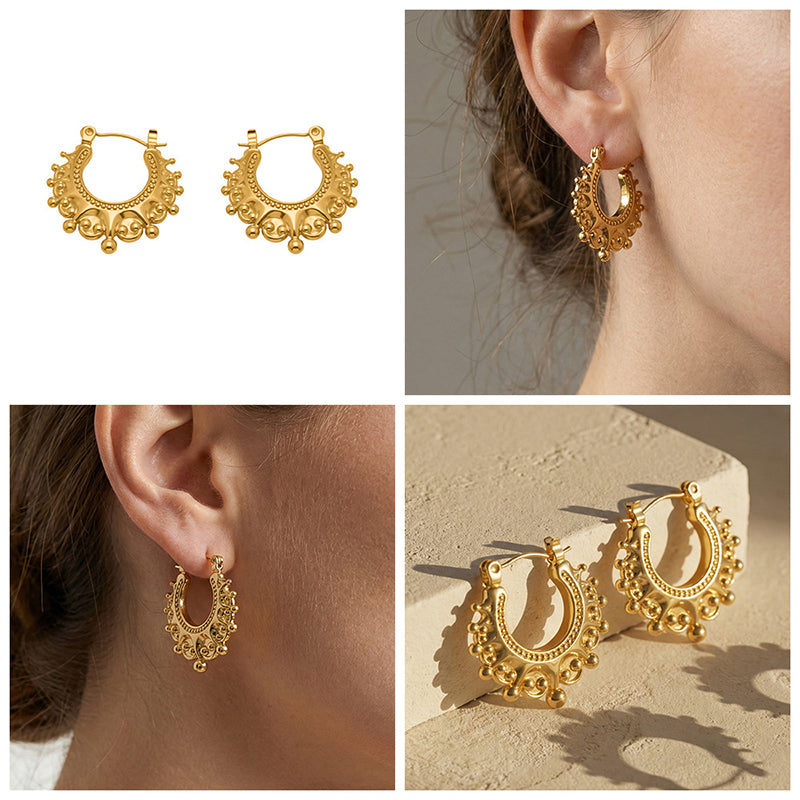 💫 50% OFF NOW! ✨ Vintage Stainless Steel Bohemian Hoop Earrings – Boho design, lightweight & tarnish-free – Perfect for everyday elegance & boho style 🌿