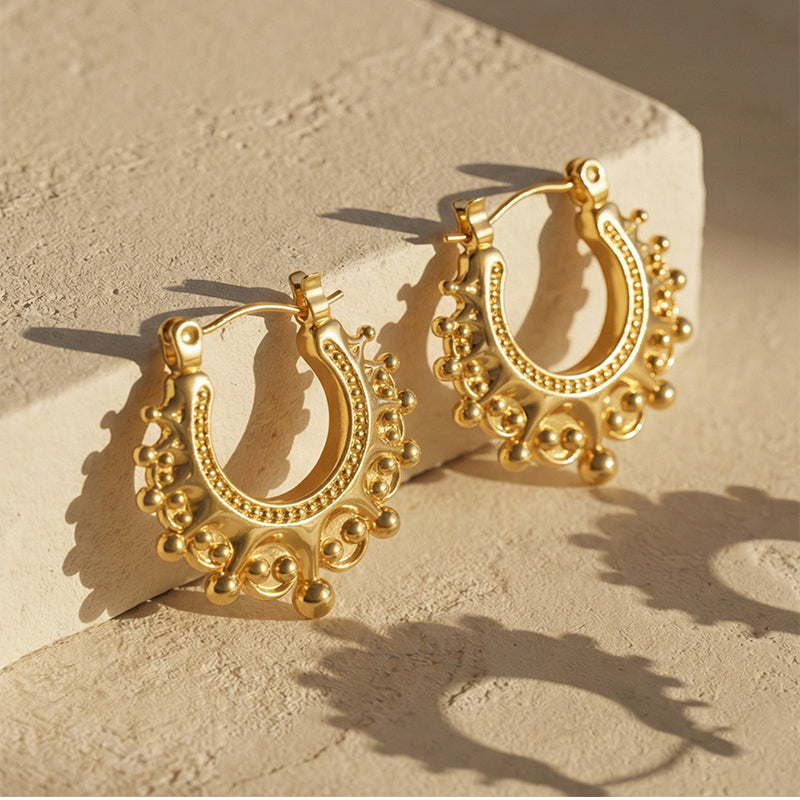 💫 50% OFF NOW! ✨ Vintage Stainless Steel Bohemian Hoop Earrings – Boho design, lightweight & tarnish-free – Perfect for everyday elegance & boho style 🌿