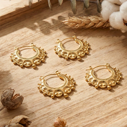 💫 50% OFF NOW! ✨ Vintage Stainless Steel Bohemian Hoop Earrings – Boho design, lightweight & tarnish-free – Perfect for everyday elegance & boho style 🌿