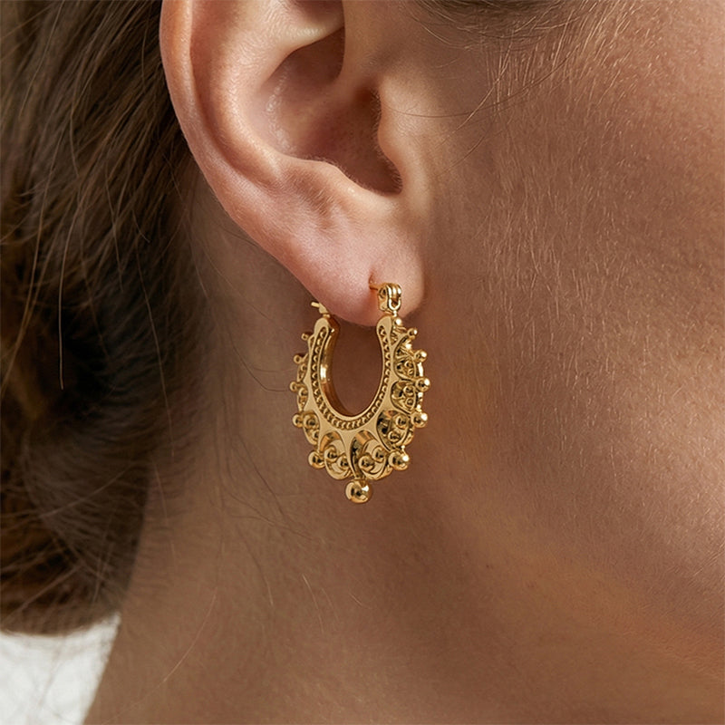 💫 50% OFF NOW! ✨ Vintage Stainless Steel Bohemian Hoop Earrings – Boho design, lightweight & tarnish-free – Perfect for everyday elegance & boho style 🌿