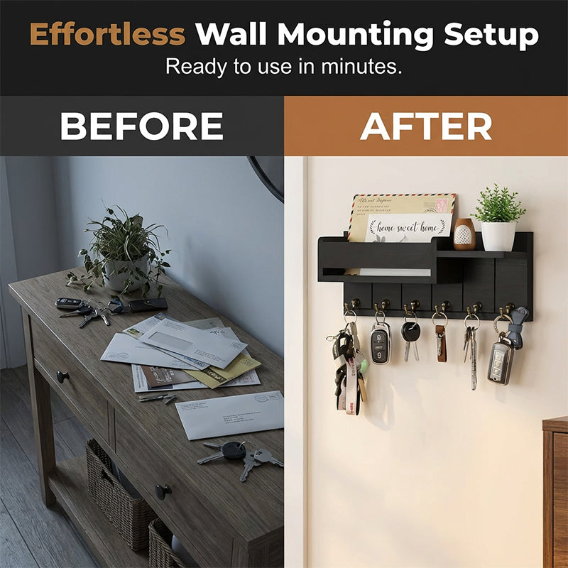 📢📢49% OFF !! ⏰Wall-Mounted Mail and Key Holder with Shelf